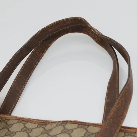 GUCCI GG Supreme Web Sherry Line Tote Bag PVC Beige Gold 39 02 091 Auth - Picture 6 of 15